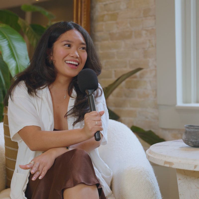 Sharlene, UT Austin Grad, talks west campus apartments and living in the sorority house, on set of The Best Four