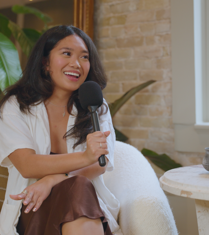 Sharlene, UT Austin Grad, talks west campus apartments and living in the sorority house, on set of The Best Four